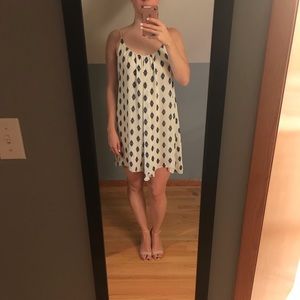 White Zara dress with navy floral pattern